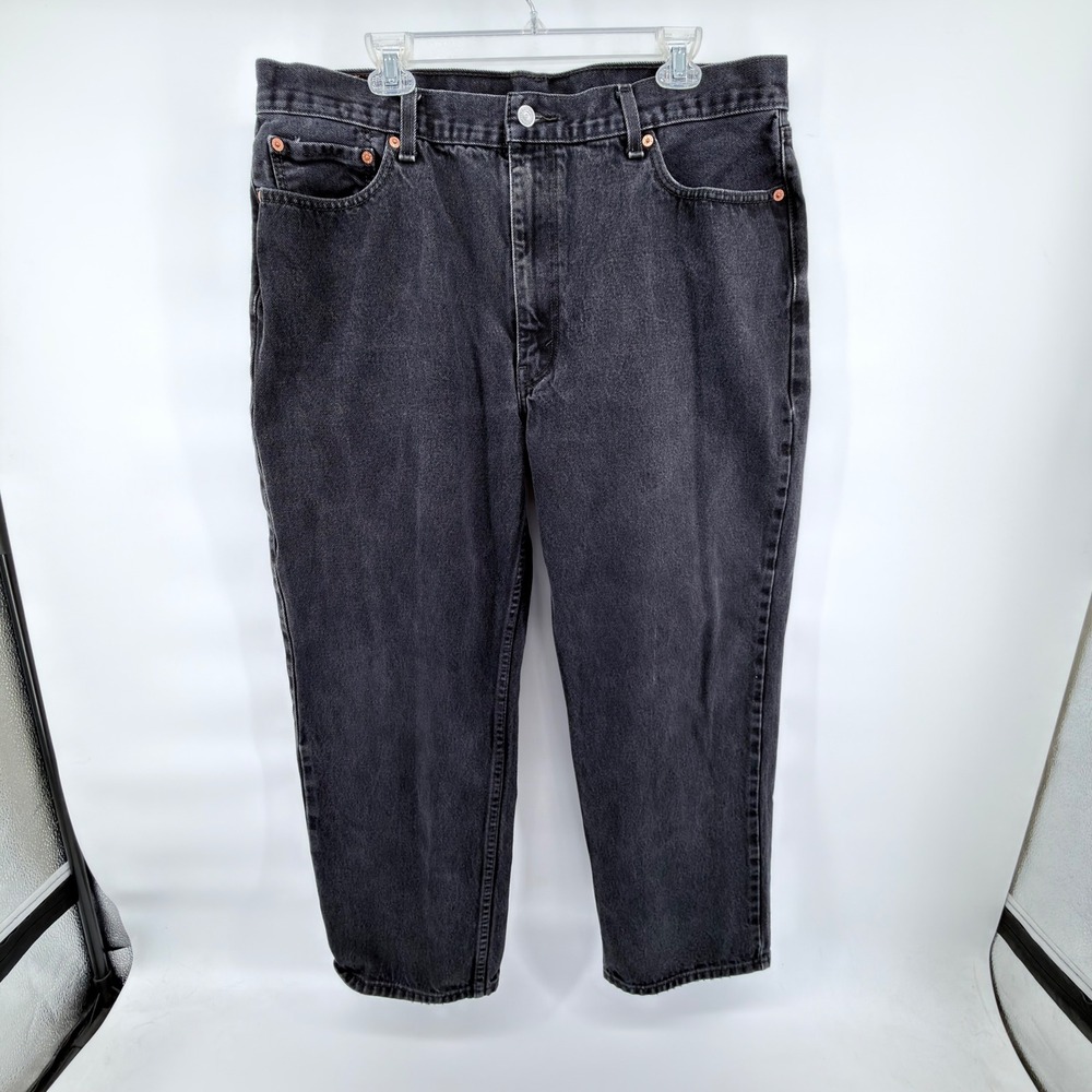 Levi's 550 Jeans Mens 42x30 Black Relaxed Fit Tapered Leg Denim Pants Water Less